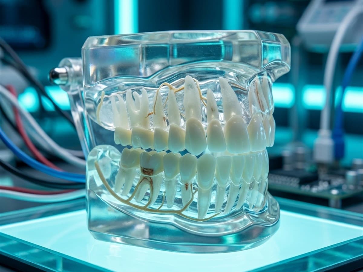 Modelo dental de alta fidelidad estética con iluminación profesional